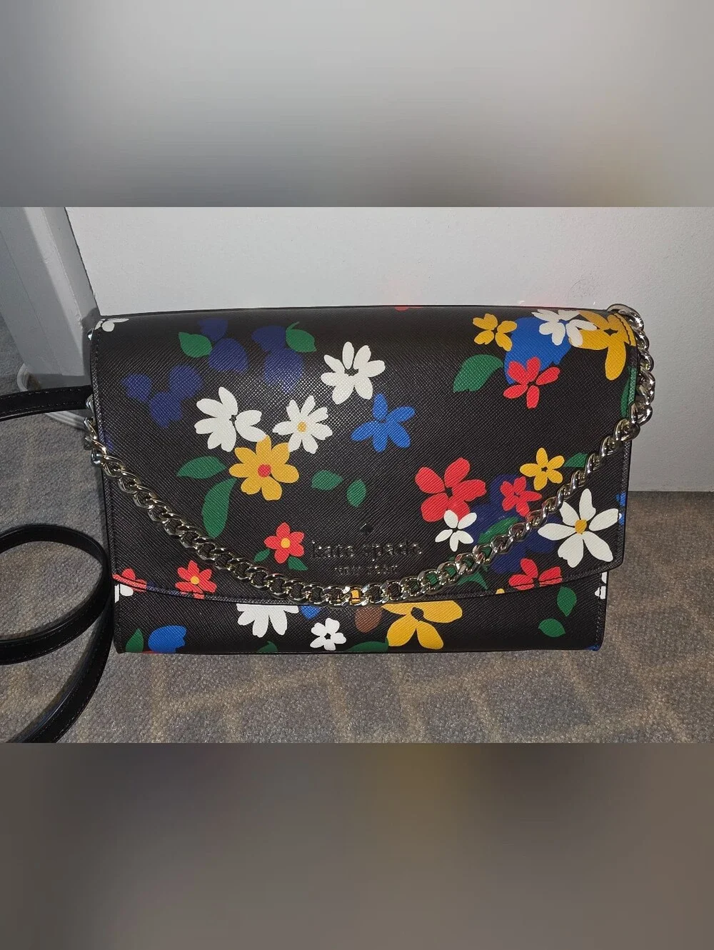 kate spade Black Floral Chain Shoulder Bag
